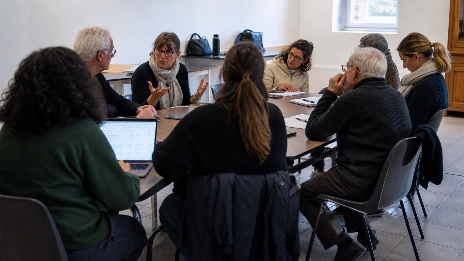 Bénévoles préparant ensemble une activité dans le local d'une association