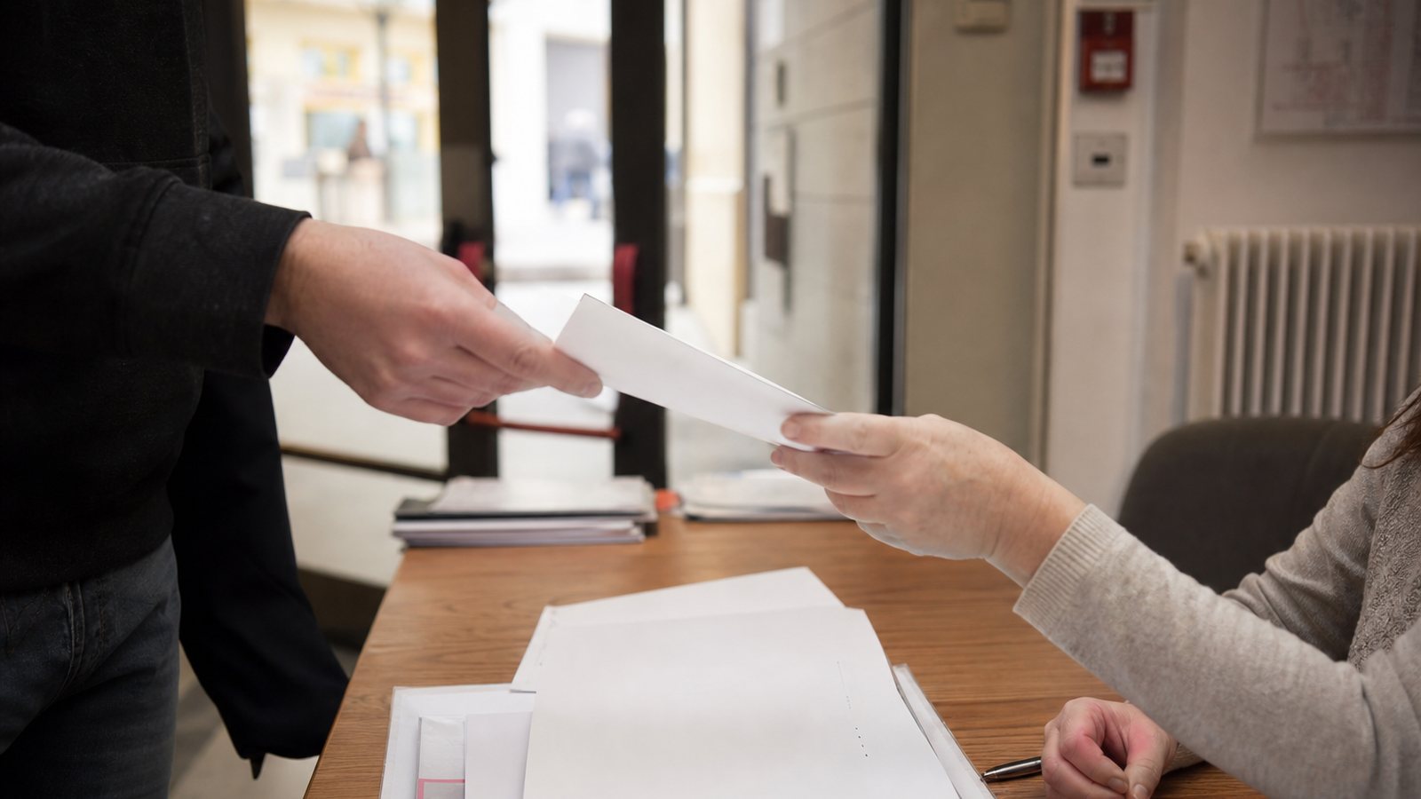 Reçu d'adhésion remis à un membre par un responsable associatif à son bureau